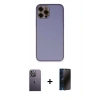 MARSİLYAN™- iPhone 12 Pro Max Kılıf Yadigar Klasik - Siyah 3D Antistatik Hayalet Cam Ekran Koruyucu + Neon Fosforlu Kamera Lens - BZ