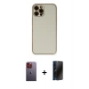 MARSİLYAN™- iPhone 12 Pro Max Kılıf Yadigar Klasik - Siyah 3D Antistatik Hayalet Cam Ekran Koruyucu + Neon Fosforlu Kamera Lens - TU