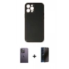 MARSİLYAN™- iPhone 12 Pro Max Kılıf Yadigar Klasik - Siyah 3D Antistatik Hayalet Cam Ekran Koruyucu + Neon Fosforlu Kamera Lens - BZ
