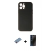 MARSİLYAN™- iPhone 12 Pro Max Kılıf Yadigar Klasik - Siyah 3D Antistatik Hayalet Cam Ekran Koruyucu + Shine Kamera Lens Koruma Cam - PE