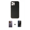 MARSİLYAN™- iPhone 12 Pro Max Kılıf Yadigar Klasik - Siyah 3D Antistatik Hayalet Cam Ekran Koruyucu + Sarı Neon Fosforlu Kamera Lens