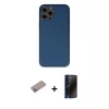 MARSİLYAN™- iPhone 12 Pro Max Kılıf Yadigar Klasik - Siyah 3D Antistatik Hayalet Cam Ekran Koruyucu + Shine Kamera Lens Koruma Cam - SABE