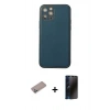 MARSİLYAN™- iPhone 12 Pro Max Kılıf Yadigar Klasik - Siyah 3D Antistatik Hayalet Cam Ekran Koruyucu + Shine Kamera Lens Koruma Cam - SABE