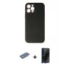 MARSİLYAN™- iPhone 12 Pro Max Kılıf Yadigar Klasik - Siyah 3D Antistatik Hayalet Cam Ekran Koruyucu + Yeşil Renkli Kamera Lens Koruma Cam