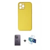 MARSİLYAN™- iPhone 12 Pro Max Kılıf Yadigar Klasik - Siyah 3D Antistatik Seramik Nano Ekran Koruyucu + Neon Fosforlu Kamera Lens - BZ