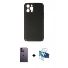 MARSİLYAN™- iPhone 12 Pro Max Kılıf Yadigar Klasik - Siyah 3D Antistatik Seramik Nano Ekran Koruyucu + Neon Fosforlu Kamera Lens - BZ