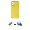 MARSİLYAN™- iPhone 12 Pro Max Kılıf Yadigar Klasik - Siyah 3D Antistatik Seramik Nano Ekran Koruyucu + Kırmızı Metal Kamera Lens Koruma Cam