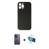MARSİLYAN™- iPhone 12 Pro Max Kılıf Yadigar Klasik - Siyah 3D Antistatik Seramik Nano Ekran Koruyucu + Neon Fosforlu Kamera Lens - MI