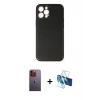 MARSİLYAN™- iPhone 12 Pro Max Kılıf Yadigar Klasik - Siyah 3D Antistatik Seramik Nano Ekran Koruyucu + Neon Fosforlu Kamera Lens - TU