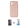 MARSİLYAN™- iPhone 12 Pro Max Kılıf Yadigar Klasik - Siyah 5D Eko Cam Ekran Koruyucu + Neon Fosforlu Kamera Lens - TU