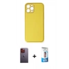 MARSİLYAN™- iPhone 12 Pro Max Kılıf Yadigar Klasik - Siyah 5D Eko Cam Ekran Koruyucu + Neon Fosforlu Kamera Lens - TU