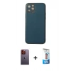 MARSİLYAN™- iPhone 12 Pro Max Kılıf Yadigar Klasik - Siyah 5D Eko Cam Ekran Koruyucu + Neon Fosforlu Kamera Lens - TU