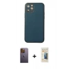 MARSİLYAN™- iPhone 12 Pro Max Kılıf Yadigar Klasik - Siyah 6D Mat Seramik Hayalet Nano Ekran Koruyucu + Neon Fosforlu Kamera Lens - SI