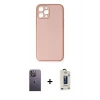 MARSİLYAN™- iPhone 12 Pro Max Kılıf Yadigar Klasik - Siyah Bilvis Hayalet Cam Ekran Koruyucu + Neon Fosforlu Kamera Lens - BZ