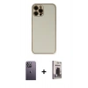 MARSİLYAN™- iPhone 12 Pro Max Kılıf Yadigar Klasik - Siyah Bilvis Hayalet Cam Ekran Koruyucu + Beyaz Neon Fosforlu Kamera Lens