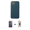 MARSİLYAN™- iPhone 12 Pro Max Kılıf Yadigar Klasik - Siyah Bilvis Hayalet Cam Ekran Koruyucu + Neon Fosforlu Kamera Lens - BZ