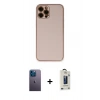 MARSİLYAN™- iPhone 12 Pro Max Kılıf Yadigar Klasik - Siyah Bilvis Hayalet Cam Ekran Koruyucu + Neon Fosforlu Kamera Lens - MI