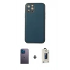 MARSİLYAN™- iPhone 12 Pro Max Kılıf Yadigar Klasik - Siyah Bilvis Hayalet Cam Ekran Koruyucu + Neon Fosforlu Kamera Lens - MI