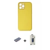 MARSİLYAN™- iPhone 12 Pro Max Kılıf Yadigar Klasik - Siyah Bilvis Hayalet Cam Ekran Koruyucu + Pembe Renkli Kamera Lens Koruma Cam