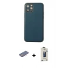 MARSİLYAN™- iPhone 12 Pro Max Kılıf Yadigar Klasik - Siyah Bilvis Hayalet Cam Ekran Koruyucu + Pembe Renkli Kamera Lens Koruma Cam