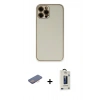 MARSİLYAN™- iPhone 12 Pro Max Kılıf Yadigar Klasik - Siyah Bilvis Hayalet Cam Ekran Koruyucu + Pembe Renkli Kamera Lens Koruma Cam