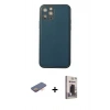 MARSİLYAN™- iPhone 12 Pro Max Kılıf Yadigar Klasik - Siyah Bilvis Hayalet Cam Ekran Koruyucu + Renkli Kamera Lens Koruma Cam - TU