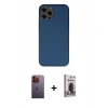 MARSİLYAN™- iPhone 12 Pro Max Kılıf Yadigar Klasik - Siyah Bilvis Hayalet Cam Ekran Koruyucu + Neon Fosforlu Kamera Lens - TU