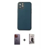 MARSİLYAN™- iPhone 12 Pro Max Kılıf Yadigar Klasik - Siyah Bilvis Hayalet Cam Ekran Koruyucu + Neon Fosforlu Kamera Lens - TU