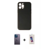 MARSİLYAN™- iPhone 12 Pro Max Kılıf Yadigar Klasik - Siyah Joko 5D Cam + Neon Fosforlu Kamera Lens - MI
