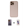 MARSİLYAN™- iPhone 12 Pro Max Kılıf Yadigar Klasik - Siyah Joko 5D Cam + Sarı Neon Fosforlu Kamera Lens