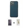 MARSİLYAN™- iPhone 12 Pro Max Kılıf Yadigar Klasik - Siyah Mat Seramik Nano Ekran Koruyucu + Neon Fosforlu Kamera Lens - BZ