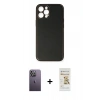 MARSİLYAN™- iPhone 12 Pro Max Kılıf Yadigar Klasik - Siyah Mat Seramik Nano Ekran Koruyucu + Neon Fosforlu Kamera Lens - BZ
