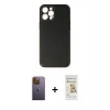 MARSİLYAN™- iPhone 12 Pro Max Kılıf Yadigar Klasik - Siyah Mat Seramik Nano Ekran Koruyucu + Neon Fosforlu Kamera Lens - SI