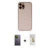 MARSİLYAN™- iPhone 12 Pro Max Kılıf Yadigar Klasik - Siyah Mat Seramik Nano Ekran Koruyucu + Neon Fosforlu Kamera Lens - YL