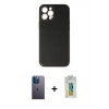 MARSİLYAN™- iPhone 12 Pro Max Kılıf Yadigar Klasik - Siyah Polymer Nano Ekran Koruyucu + Neon Fosforlu Kamera Lens - MI
