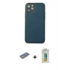 MARSİLYAN™- iPhone 12 Pro Max Kılıf Yadigar Klasik - Siyah Polymer Nano Ekran Koruyucu + Renkli Kamera Lens Koruma Cam - SI