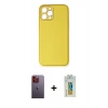 MARSİLYAN™- iPhone 12 Pro Max Kılıf Yadigar Klasik - Siyah Polymer Nano Ekran Koruyucu + Turuncu Neon Fosforlu Kamera Lens