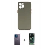 MARSİLYAN™- iPhone 12 Pro Max Kılıf Yadigar Yansıma Serisi - Şeffaf 360 Full Body Arka Koruyucu + Mavi Neon Fosforlu Kamera Lens