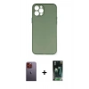 MARSİLYAN™- iPhone 12 Pro Max Kılıf Yadigar Yansıma Serisi - Şeffaf 360 Full Body Arka Koruyucu + Turuncu Neon Fosforlu Kamera Lens