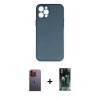 MARSİLYAN™- iPhone 12 Pro Max Kılıf Yadigar Yansıma Serisi - Şeffaf 360 Full Body Arka Koruyucu + Turuncu Neon Fosforlu Kamera Lens