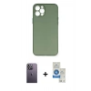 MARSİLYAN™- iPhone 12 Pro Max Kılıf Yadigar Yansıma Serisi - Şeffaf Royal Nano Ekran Koruyucu + Neon Fosforlu Kamera Lens - BZ
