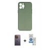 MARSİLYAN™- iPhone 12 Pro Max Kılıf Yadigar Yansıma Serisi - Şeffaf Royal Nano Ekran Koruyucu + Neon Fosforlu Kamera Lens - SI