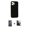 MARSİLYAN™- iPhone 12 Pro Max Kılıf Yadigar Yansıma Serisi - Şeffaf Temperli Cam Ekran Koruyucu + Neon Fosforlu Kamera Lens - BZ