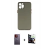 MARSİLYAN™- iPhone 12 Pro Max Kılıf Yadigar Yansıma Serisi - Şeffaf Temperli Cam Ekran Koruyucu + Turuncu Neon Fosforlu Kamera Lens