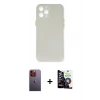 MARSİLYAN™- iPhone 12 Pro Max Kılıf Yadigar Yansıma Serisi - Şeffaf Temperli Cam Ekran Koruyucu + Turuncu Neon Fosforlu Kamera Lens