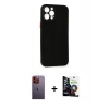 MARSİLYAN™- iPhone 12 Pro Max Kılıf Yadigar Yansıma Serisi - Şeffaf Temperli Cam Ekran Koruyucu + Turuncu Neon Fosforlu Kamera Lens