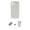 MARSİLYAN™- iPhone 12 Pro Max Kılıf Yadigar Yansıma Serisi - Şeffaf Uv Polymer Nano Ekran Koruyucu + Gümüş Metal Kamera Lens Koruma Cam