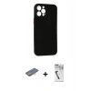 MARSİLYAN™- iPhone 12 Pro Max Kılıf Yadigar Yansıma Serisi - Şeffaf Uv Polymer Nano Ekran Koruyucu + Renkli Kamera Lens Koruma Cam - TU
