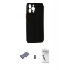 MARSİLYAN™- iPhone 12 Pro Max Kılıf Yadigar Yansıma Serisi - Şeffaf Uv Polymer Nano Ekran Koruyucu + Renkli Kamera Lens Koruma Cam - PE
