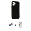 MARSİLYAN™- iPhone 12 Pro Max Kılıf Yadigar Yansıma Serisi - Şeffaf Uv Polymer Nano Ekran Koruyucu + Renkli Kamera Lens Koruma Cam - MI